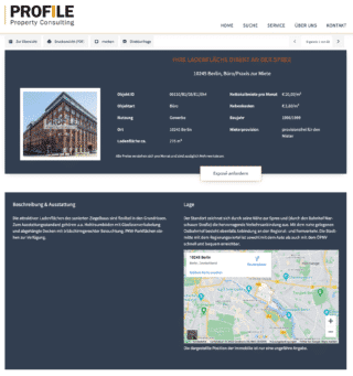 Referenz WP-ImmoMakler Profile Property Consulting Detailansicht