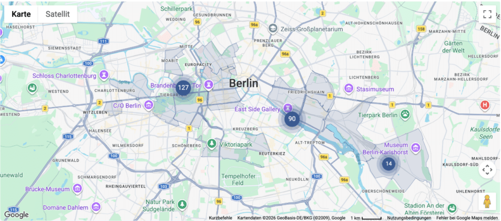 Demobild WP-ImmoMakler Karten – konfigurierbares Marker-Clustering 400px