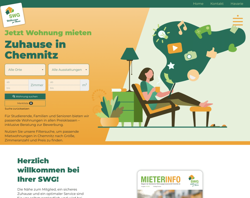 Suchmaske im Header – Beispiel SWG